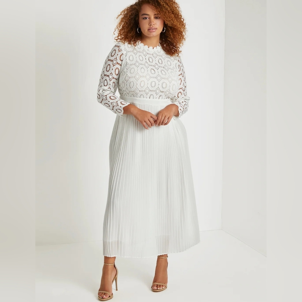 Eloquii Lace Evening Dress With Pleated Skirt Plus Size 26
